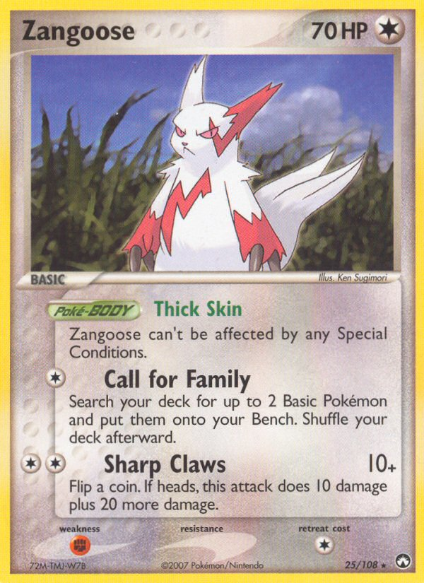 Zangoose 25 Rare card from Power Keepers