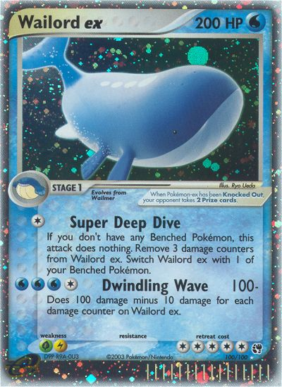 Wailord ex 100 Rare Holo EX card from Sandstorm