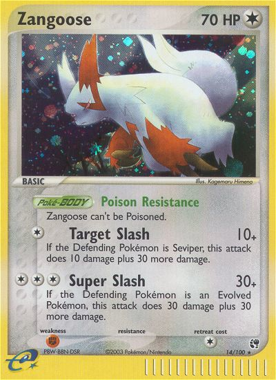 Zangoose 14/100 Rare Holo card from Sandstorm