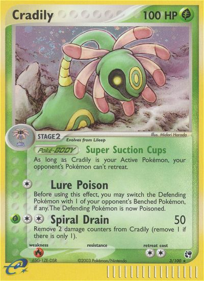 Cradily 3/100 Rare Holo card from Sandstorm