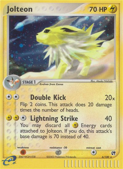 Jolteon 6 Rare Holo card from Sandstorm