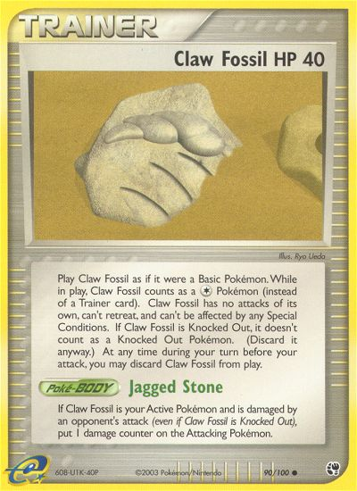 Claw Fossil 90/100 Common card from Sandstorm