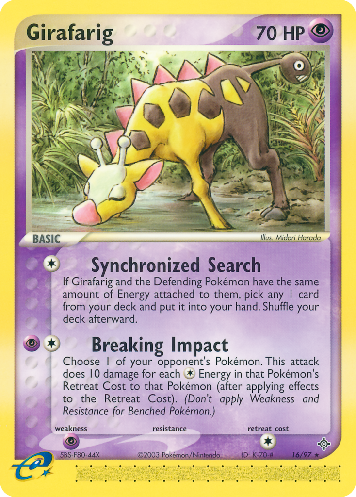 Girafarig 16 Rare card from Dragon