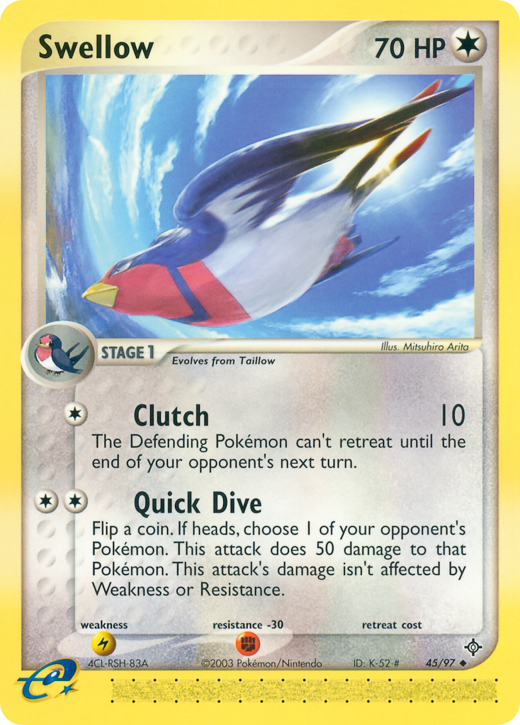 Swellow 45 Uncommon card from Dragon