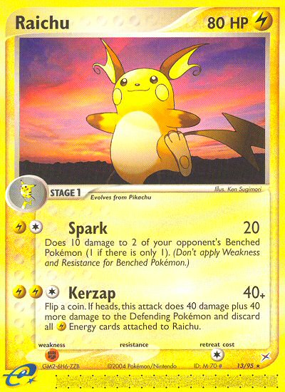 Raichu 13 Rare card from Team Magma vs Team Aqua