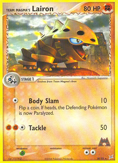 Team Magma's Lairon 20 Rare card from Team Magma vs Team Aqua