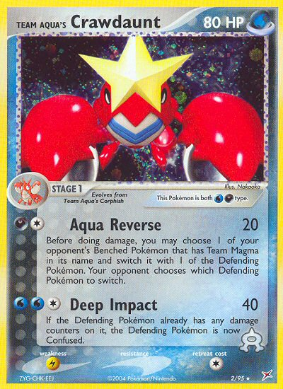 Team Aqua's Crawdaunt 2 Rare Holo card from Team Magma vs Team Aqua