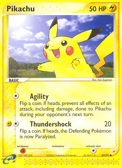 Pikachu 43 Common card from Team Magma vs Team Aqua