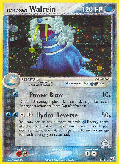 Team Aqua's Walrein 6 Rare Holo card from Team Magma vs Team Aqua