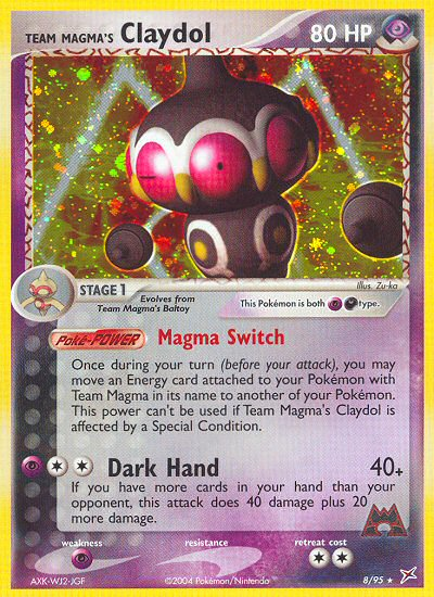 Team Magma's Claydol 8 Rare Holo card from Team Magma vs Team Aqua