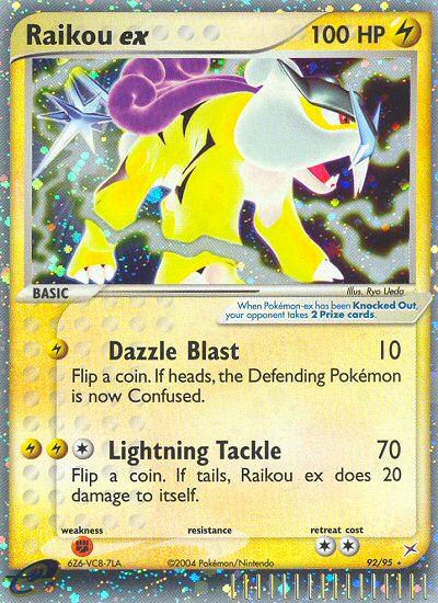 Raikou ex 92/95 Rare Holo EX card from Team Magma vs Team Aqua