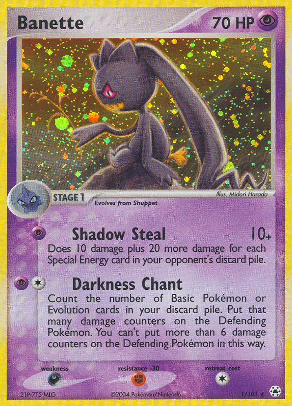 Banette 1 Rare Holo card from Hidden Legends