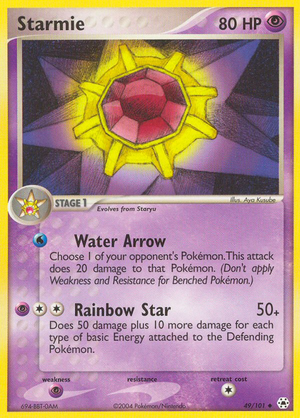 Starmie 49 Uncommon card from Hidden Legends