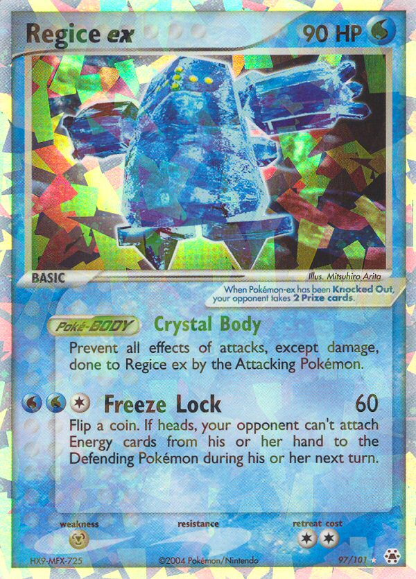 Regice ex 97 Rare Holo EX card from Hidden Legends