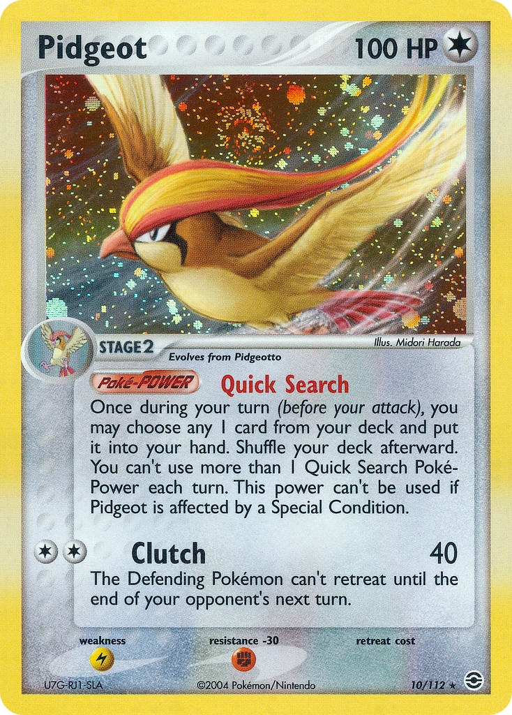 Pidgeot 10/112 Rare Holo card from FireRed & LeafGreen