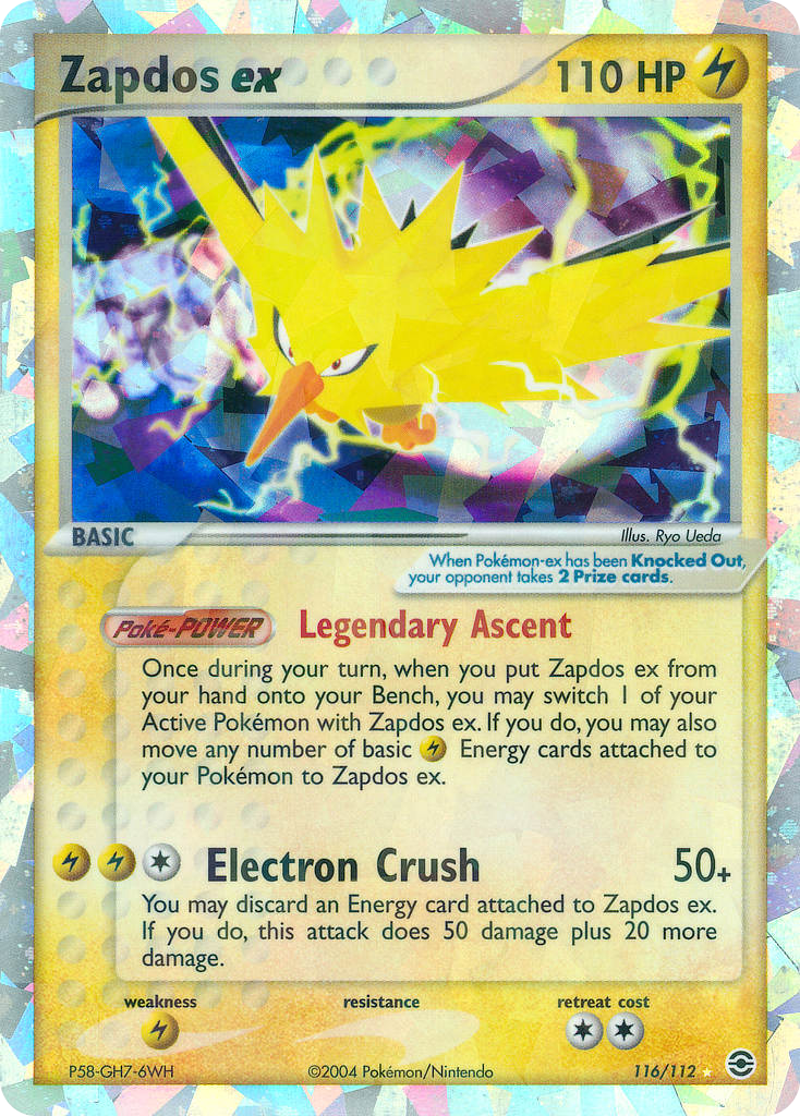 Zapdos ex 116 Rare Secret card from FireRed & LeafGreen