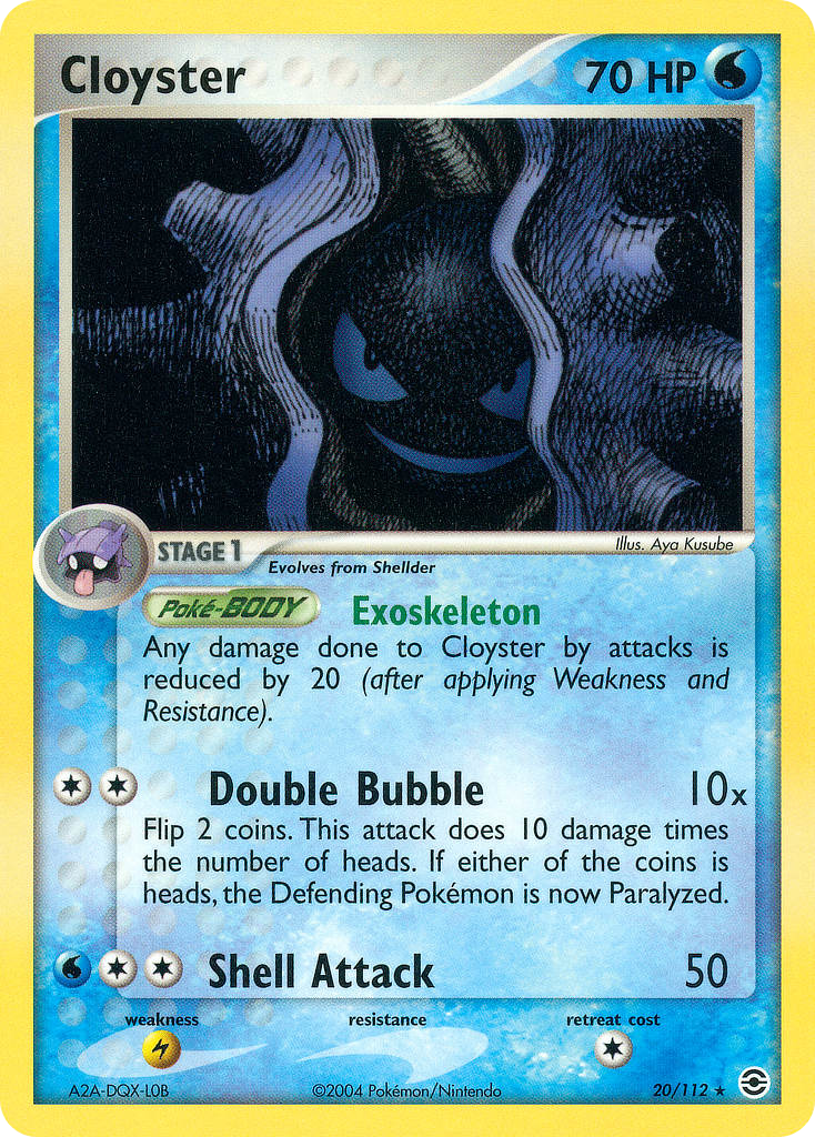 Cloyster 20/112 Rare card from FireRed & LeafGreen