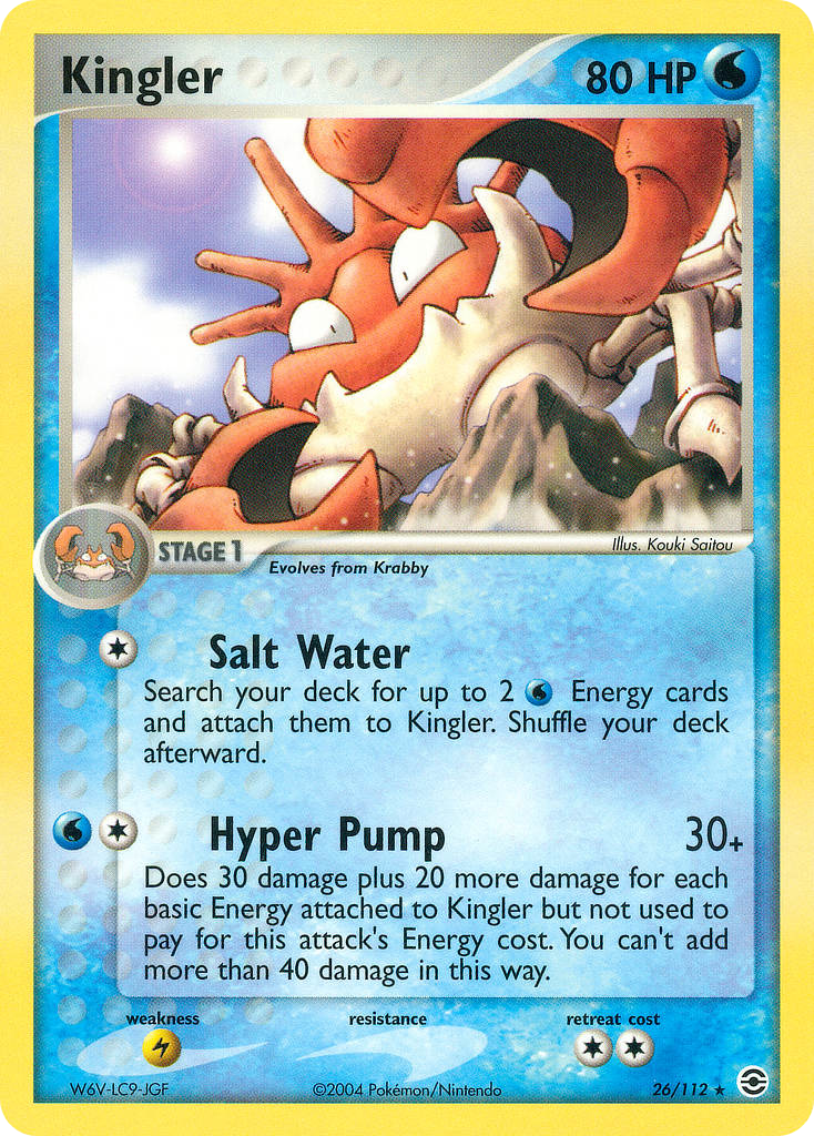 Kingler 26/112 Rare card from FireRed & LeafGreen