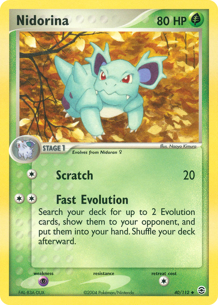 Nidorina 40/112 Uncommon card from FireRed & LeafGreen