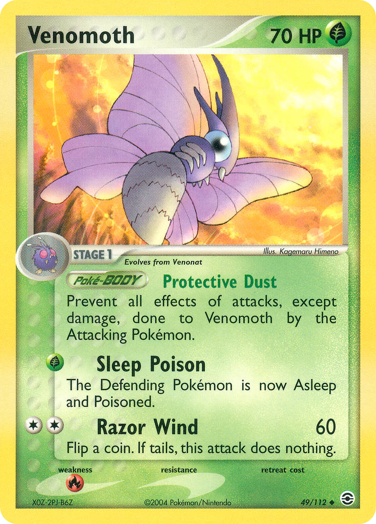 Venomoth 49 Uncommon card from FireRed & LeafGreen
