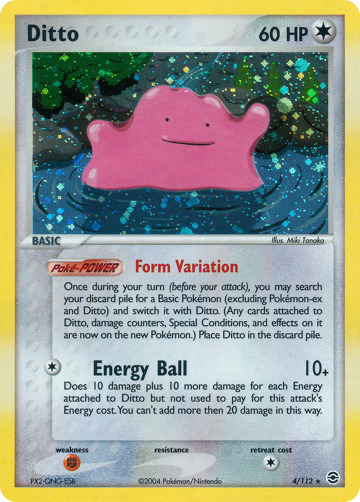 Ditto 4 Rare Holo card from FireRed & LeafGreen