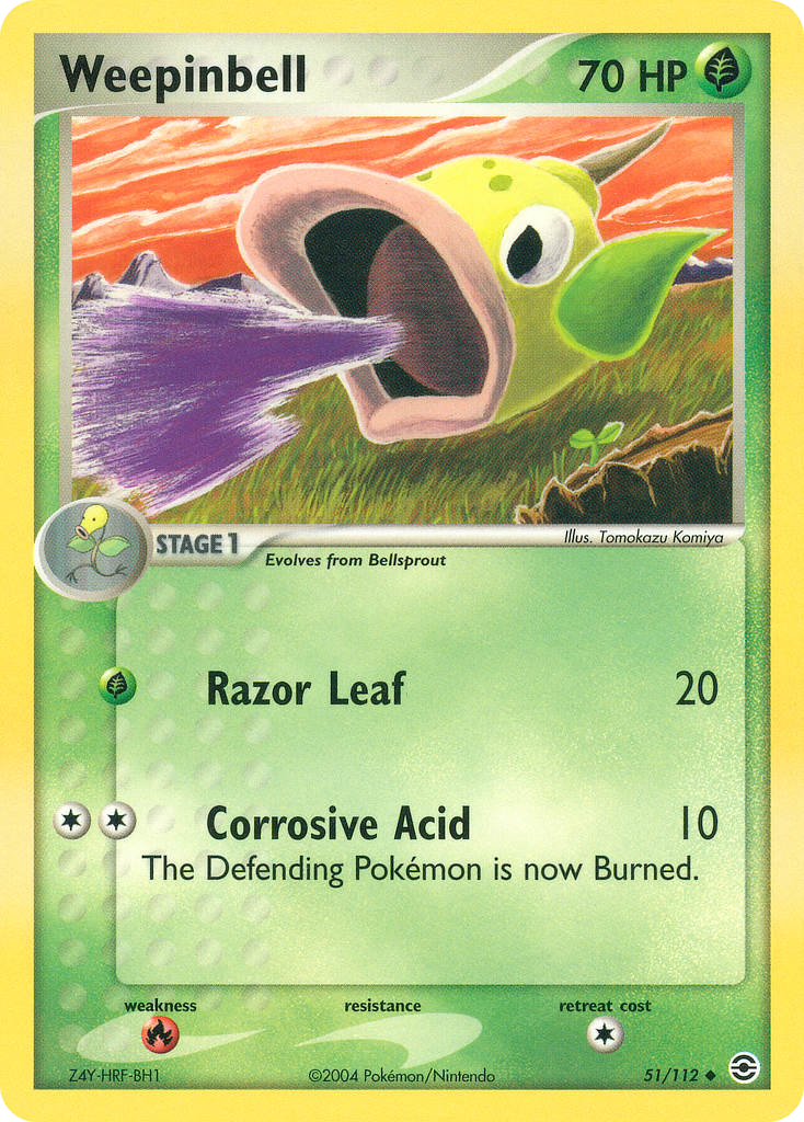 Weepinbell 51 Uncommon card from FireRed & LeafGreen