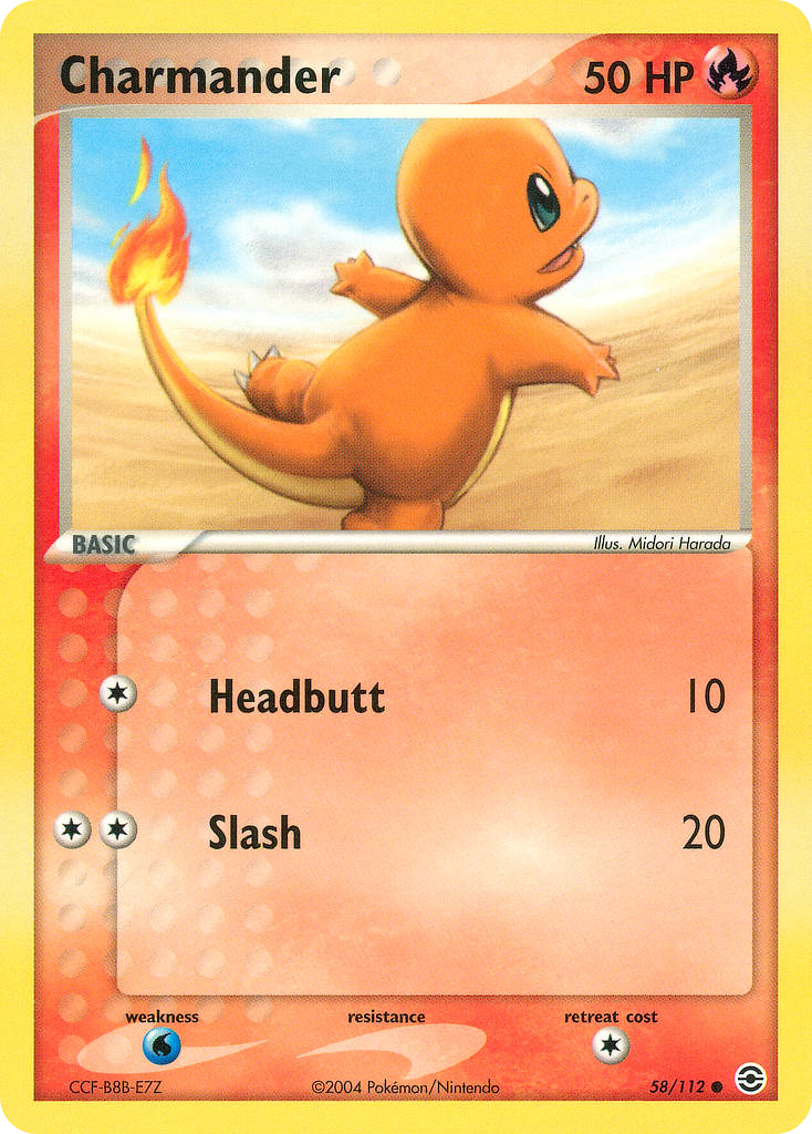 Charmander 58 Common card from FireRed & LeafGreen
