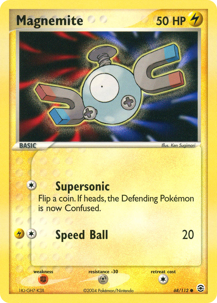 Magnemite 68 Common card from FireRed & LeafGreen