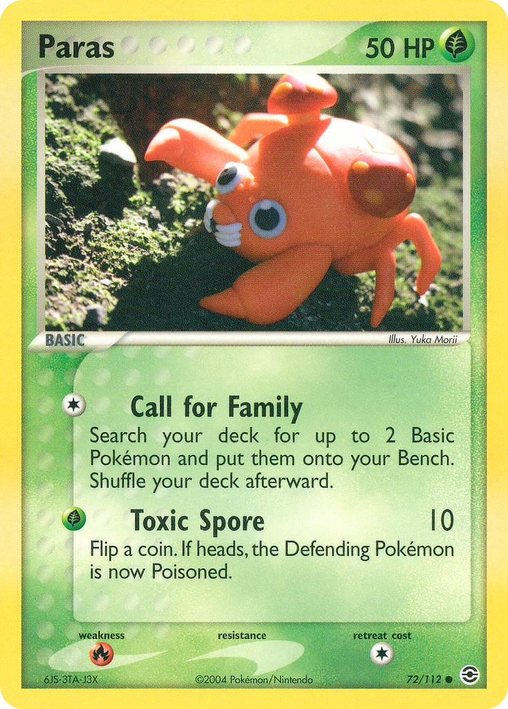 Paras 72 Common card from FireRed & LeafGreen