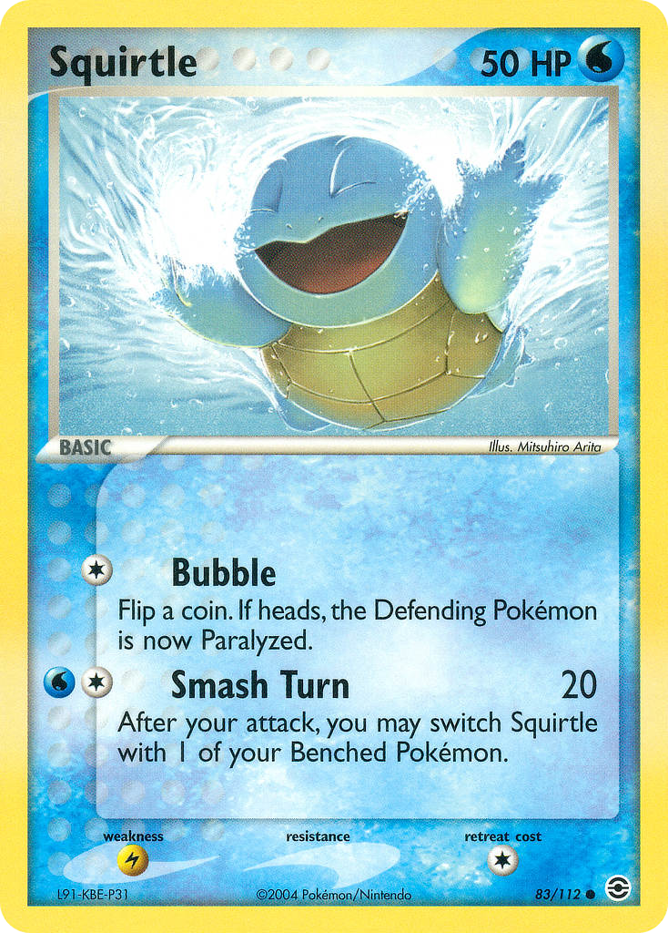 Squirtle 83/112 Common card from FireRed & LeafGreen