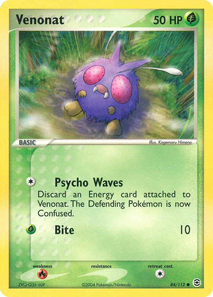 Venonat 84/112 Common card from FireRed & LeafGreen