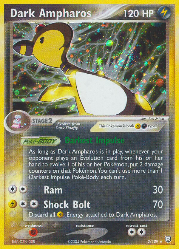 Dark Ampharos 2 Rare Holo card from Team Rocket Returns