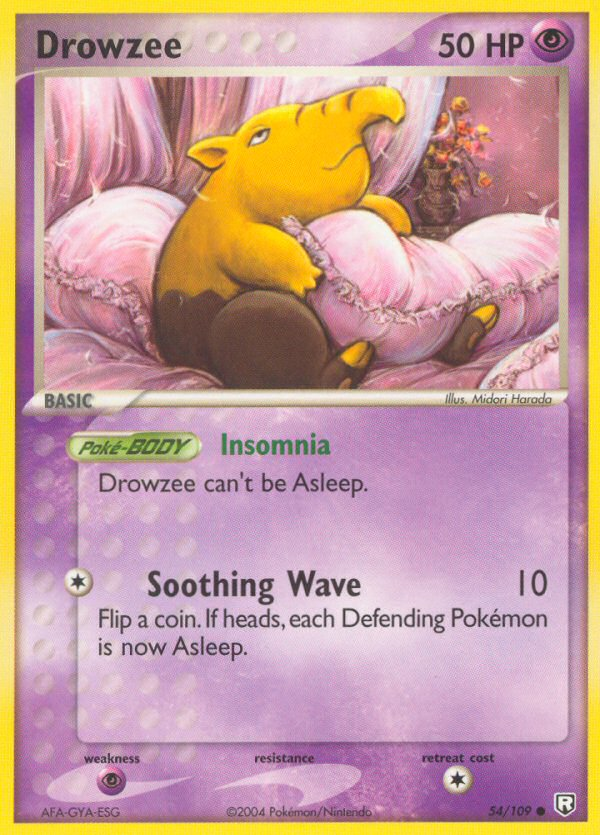 Drowzee 54 Common card from Team Rocket Returns
