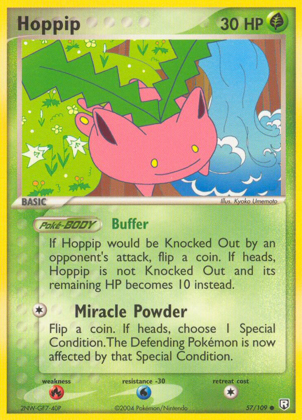 Hoppip 57/109 Common card from Team Rocket Returns