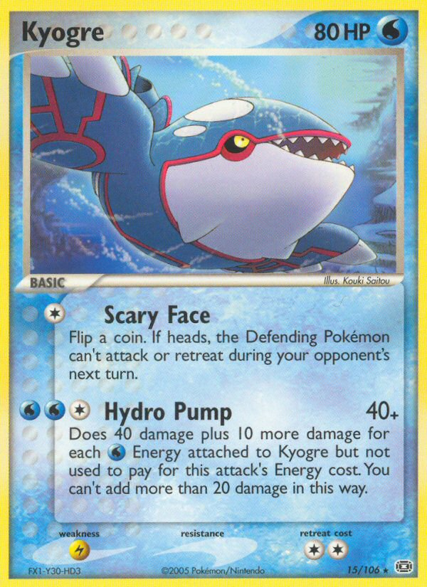 Kyogre 15/106 Rare card from Emerald