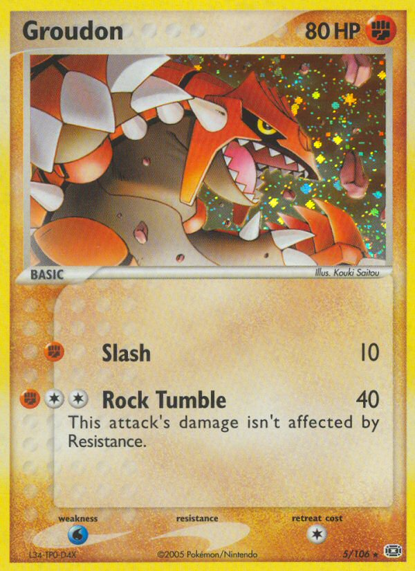 Groudon 5/106 Rare Holo card from Emerald