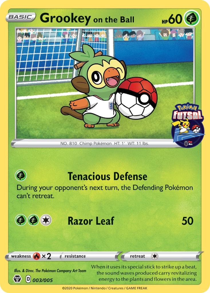 Grookey on the Ball 3 Pokemon card from Pokémon Futsal Collection