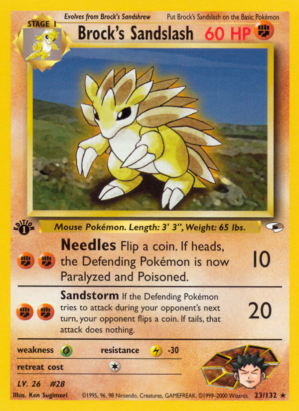 Brock's Sandslash 23 Rare card from Gym Heroes