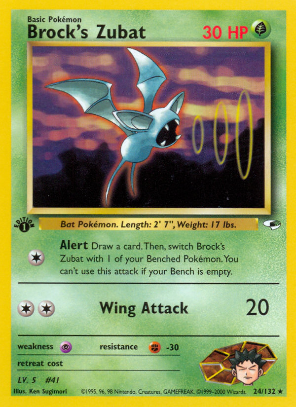 Brock's Zubat 24 Rare card from Gym Heroes