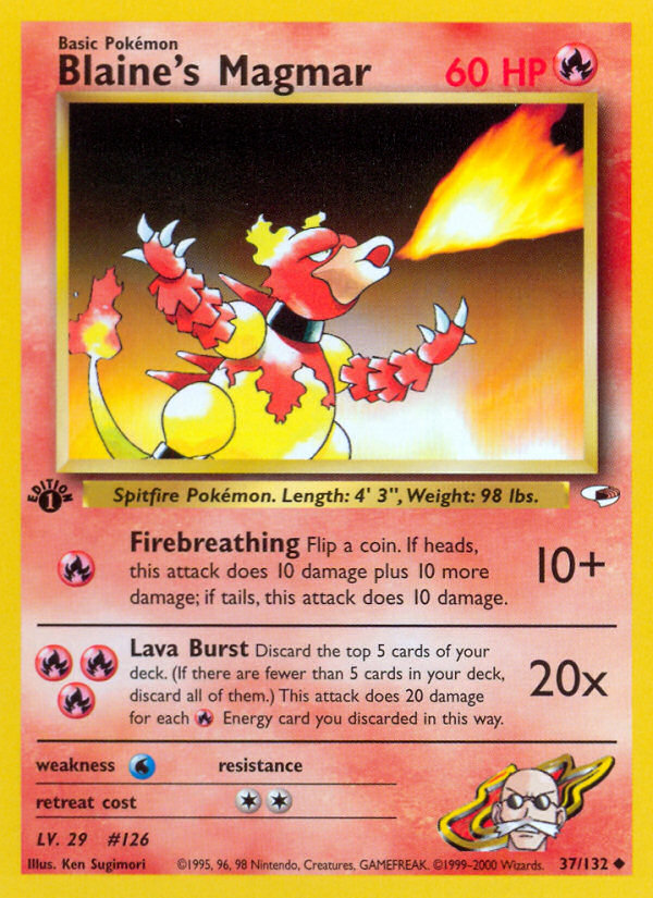 Blaine's Magmar 37/132 Uncommon card from Gym Heroes