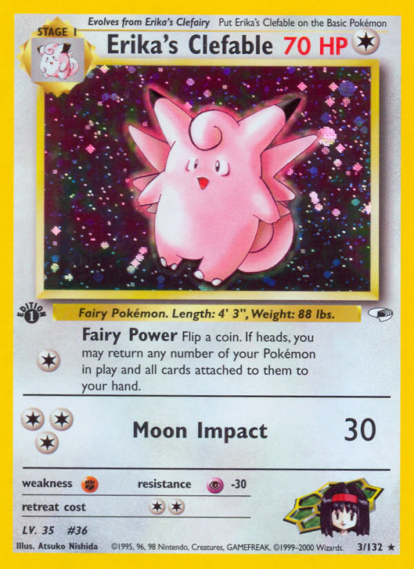 Erika's Clefable 3/132 Rare Holo card from Gym Heroes