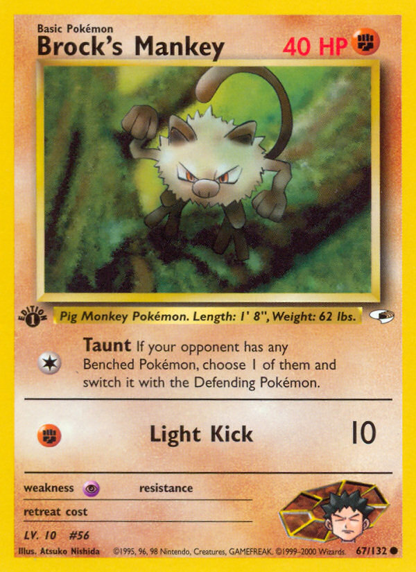 Brock's Mankey 67/132 Common card from Gym Heroes