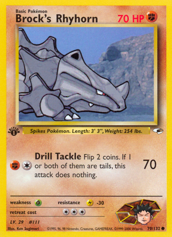 Brock's Rhyhorn 70/132 Common card from Gym Heroes