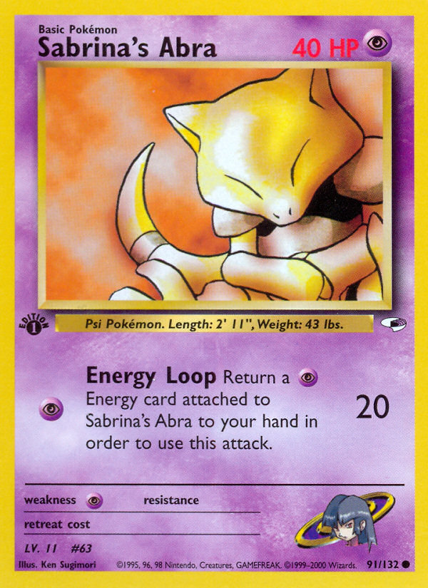 Sabrina's Abra 91 Common card from Gym Heroes