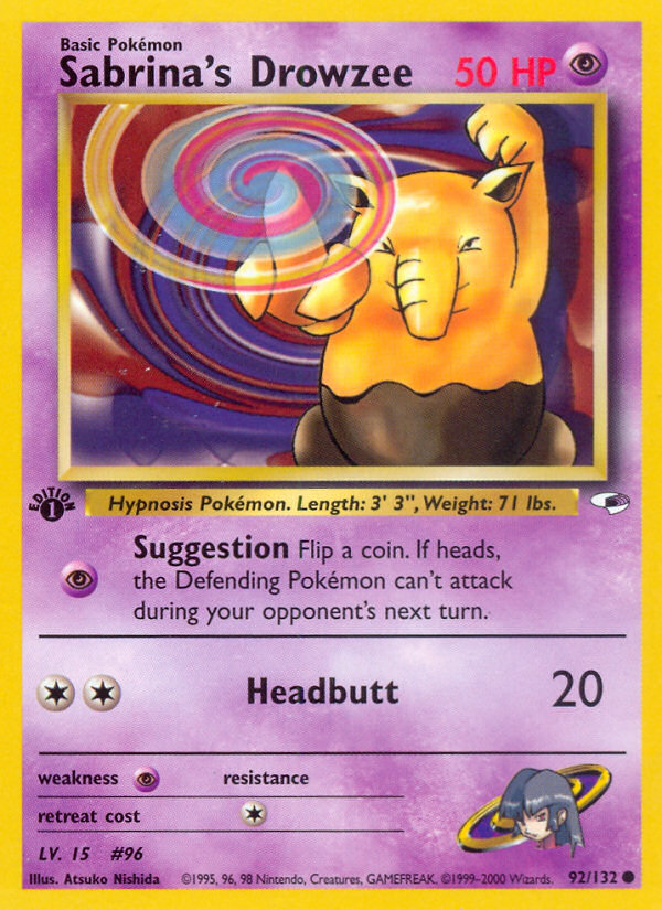 Sabrina's Drowzee 92/132 Common card from Gym Heroes