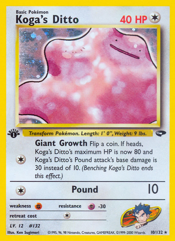 Koga's Ditto 10 Rare Holo card from Gym Challenge