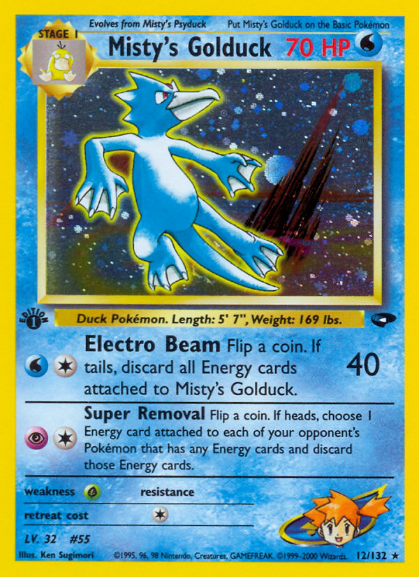 Misty's Golduck 12 Rare Holo card from Gym Challenge