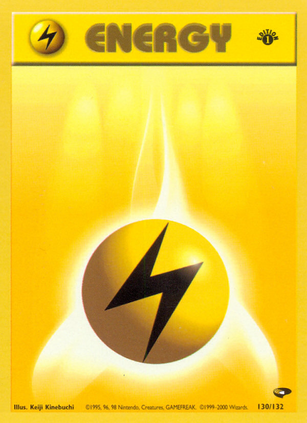 Lightning Energy 130 Pokemon card from Gym Challenge