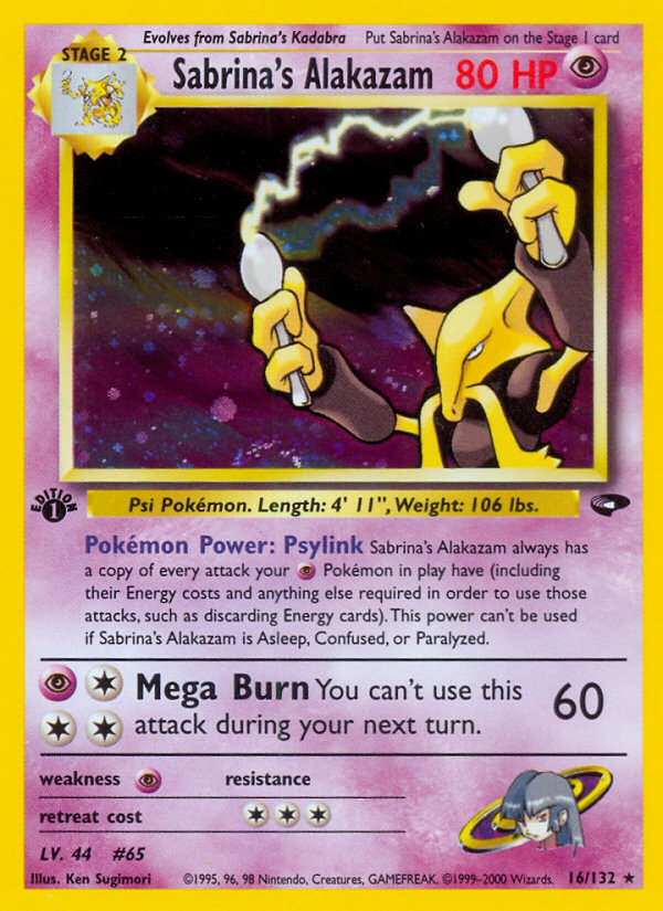 Sabrina's Alakazam 16/132 Rare Holo card from Gym Challenge