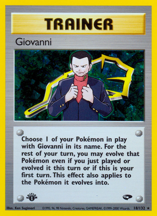 Giovanni 18 Rare Holo card from Gym Challenge